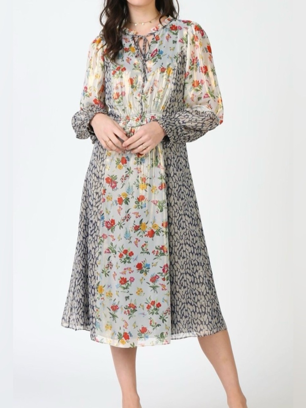 Anthropologie | current air mixed print floral boho dress